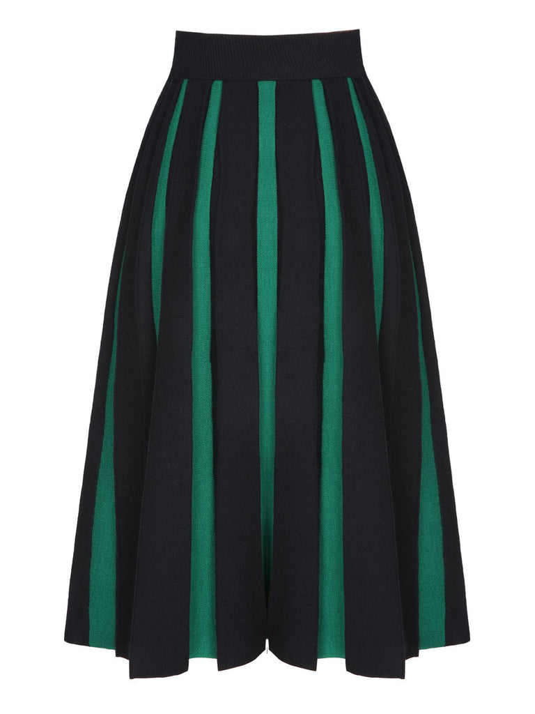 Jupe tricotée mi-longue colorblock des années 1950