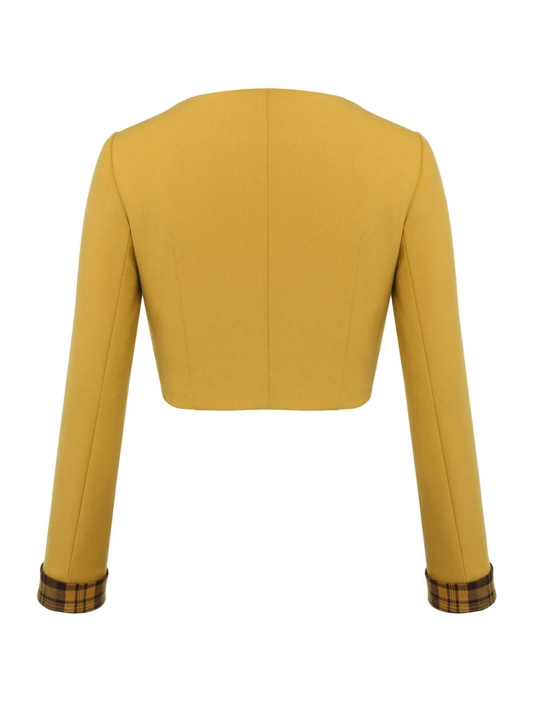 Manteau court jaune à boutons unis des années 1950