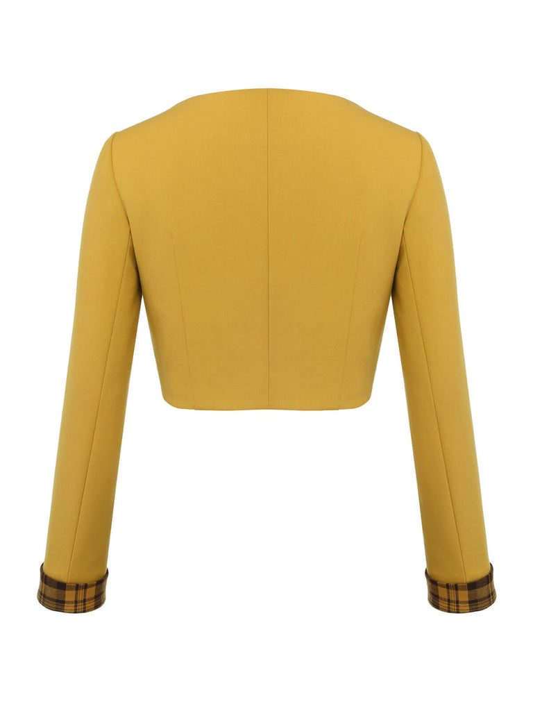 Manteau court jaune à boutons unis des années 1950