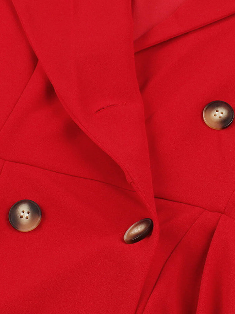 [Grande taille] Robe trapèze à boutons et revers uni des années 1950