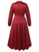 [Grande taille] Robe rouge ceinturée à motif en satin des années 1940