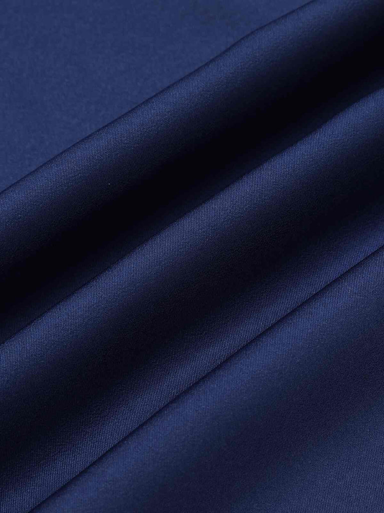 Jupe plissée taille haute unie bleu foncé des années 1950
