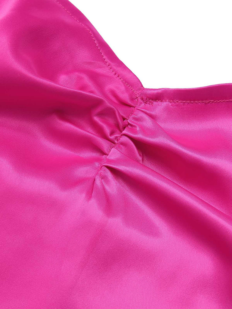 Robe portefeuille rose à paillettes et dos nu des années 1960
