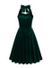 Robe en velours dos nu sans bretelles solide des années 1950