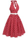Robe dos nu rouge à pois des années 1950
