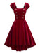 [Pré-vente] Robe unie bouton coeur rouge vin des années 1950