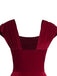 [Pré-vente] Robe unie bouton coeur rouge vin des années 1950