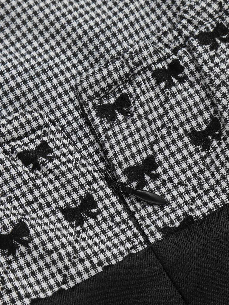 Combishort noire à bretelles et boutons à nœud des années 1950