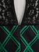 Robe patchwork en dentelle à carreaux verte et noire des années 1950