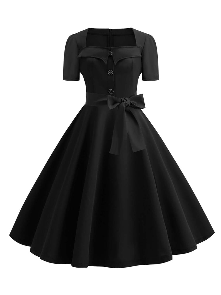 Robe De Noël Femme Vintage - Manches Longues, Col Carré, Imprimé 3D Festif, Pour Soirée Cocktail - 10