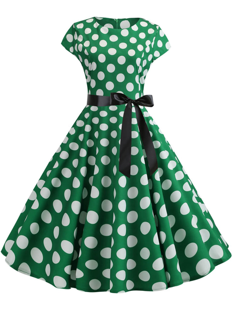 Robe à manches cape à pois des années 1950