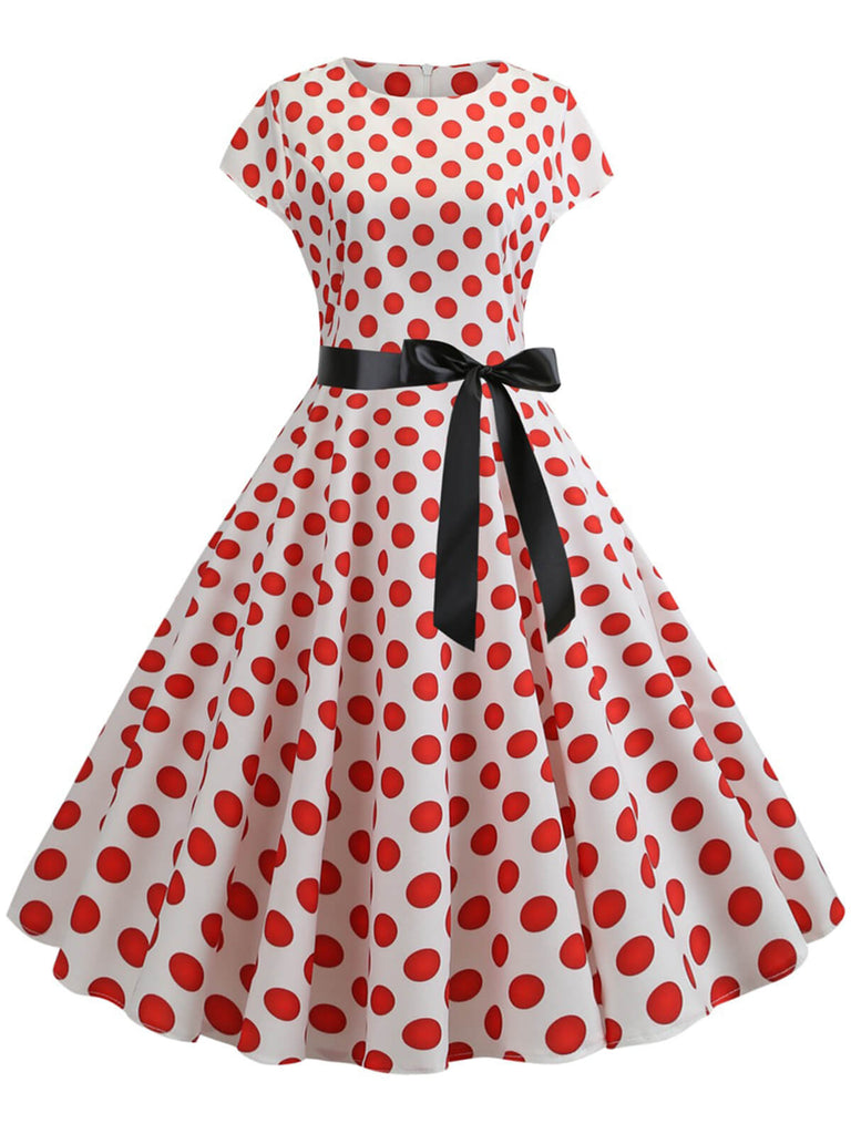 Robe à manches cape à pois des années 1950