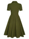 Robe unie boutonnée à revers vert armée des années 40
