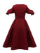 Robe unie patchwork à épaules dénudées des années 1950