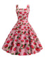 Robe sans manches à pois et fraises des années 1950