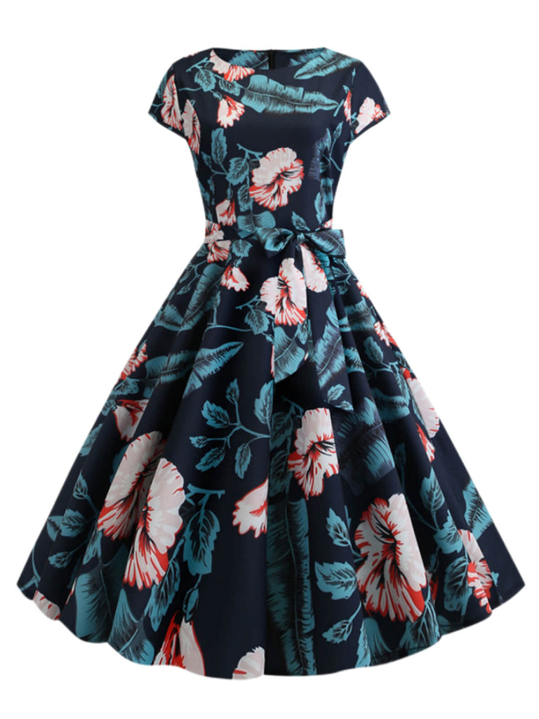 Robe trapèze florale rétro des années 1950