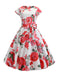 Robe trapèze florale rétro des années 1950