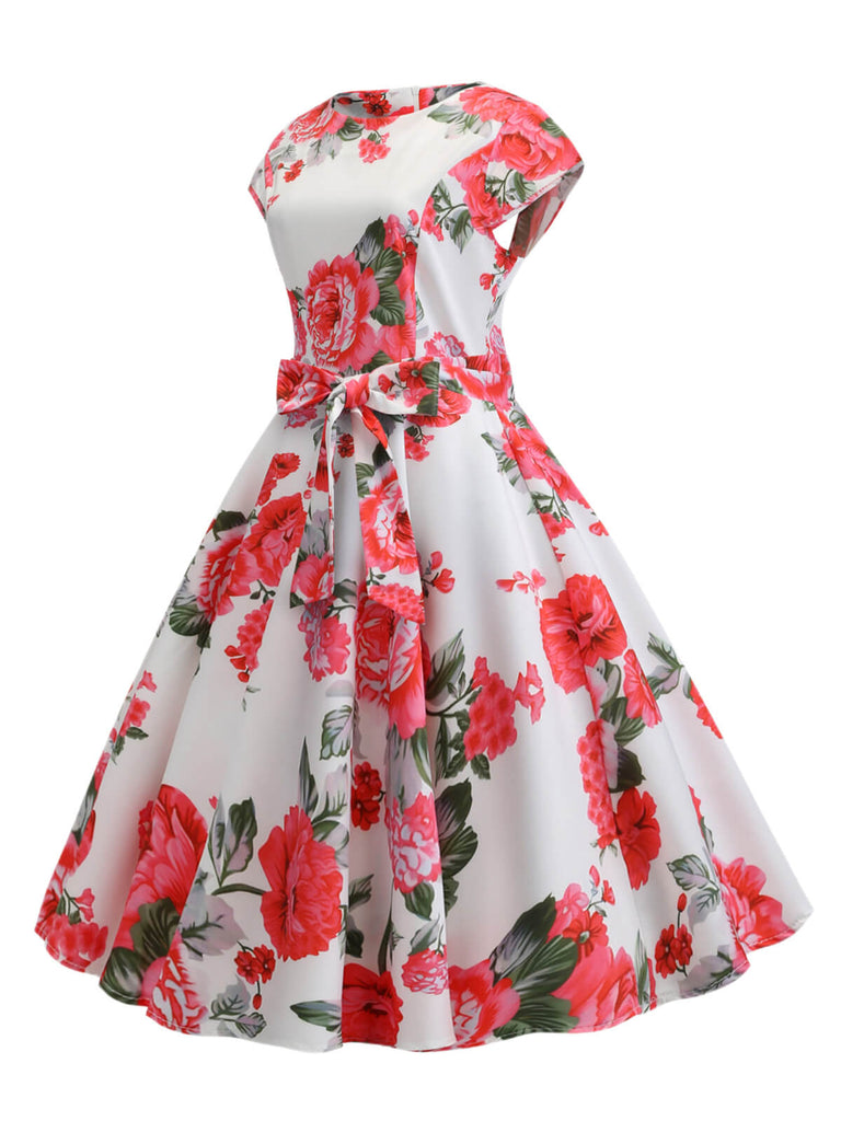 Robe trapèze florale rétro des années 1950