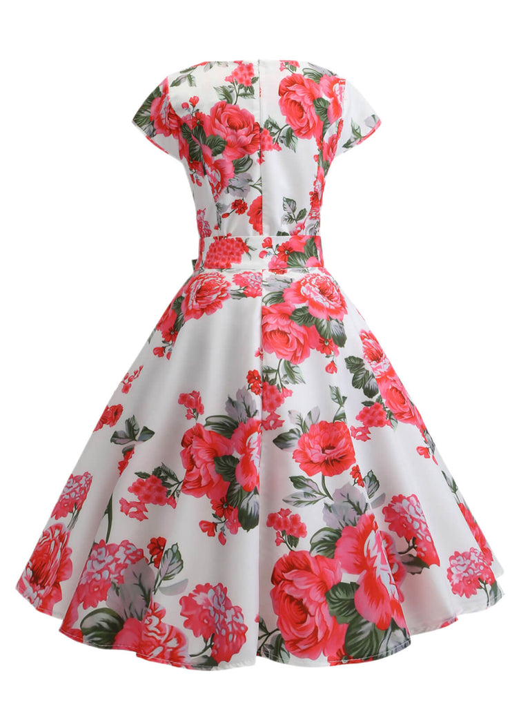 Robe trapèze florale rétro des années 1950