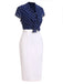 Robe bleue et blanche à manches courtes à pois des années 1960