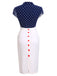 [Pré-vente] Robe bleue et blanche à manches courtes à pois des années 1960