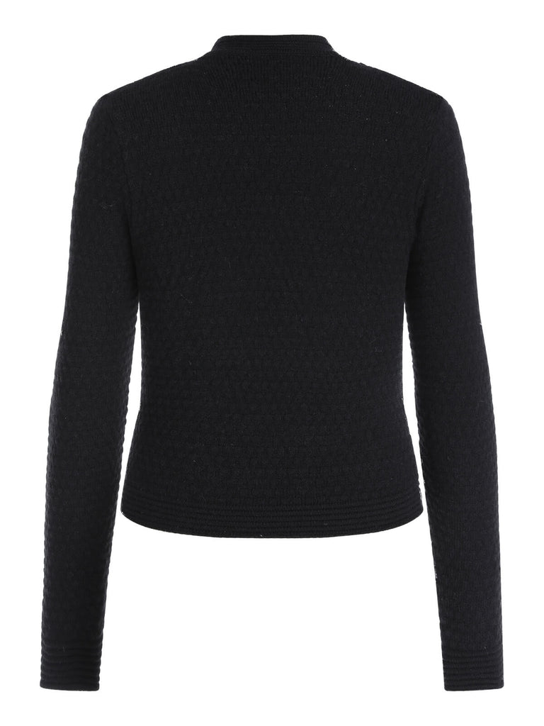 Manteau tricoté noir à nœud uni des années 1930
