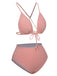 [Grande taille] Ensemble de bikini plissé uni rose des années 1950
