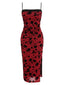 Robe à bretelles fines florales rouge vin des années 1960