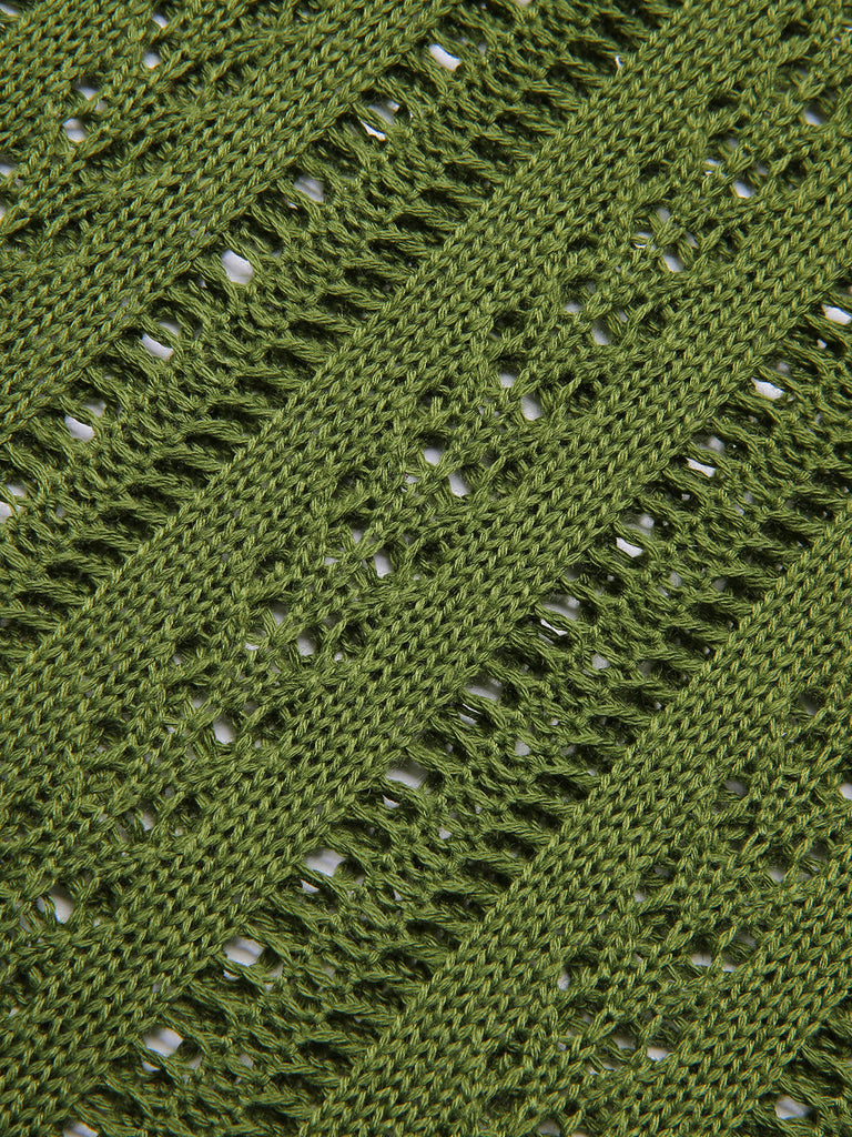 Cardigan tricoté creux au crochet solide des années 1950