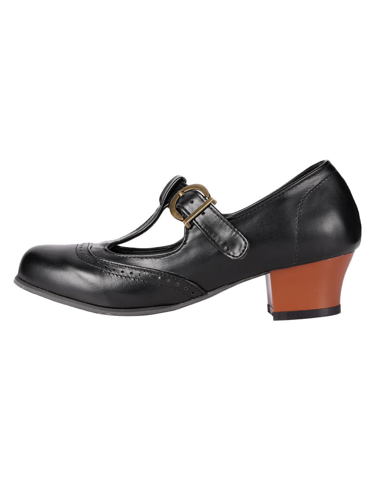 Chaussures T-Strap à Talons Chunky