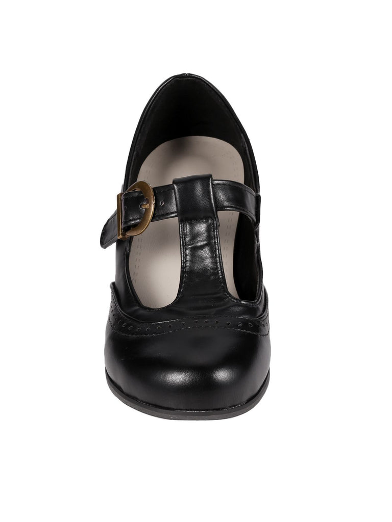 Chaussures T-Strap à Talons Chunky