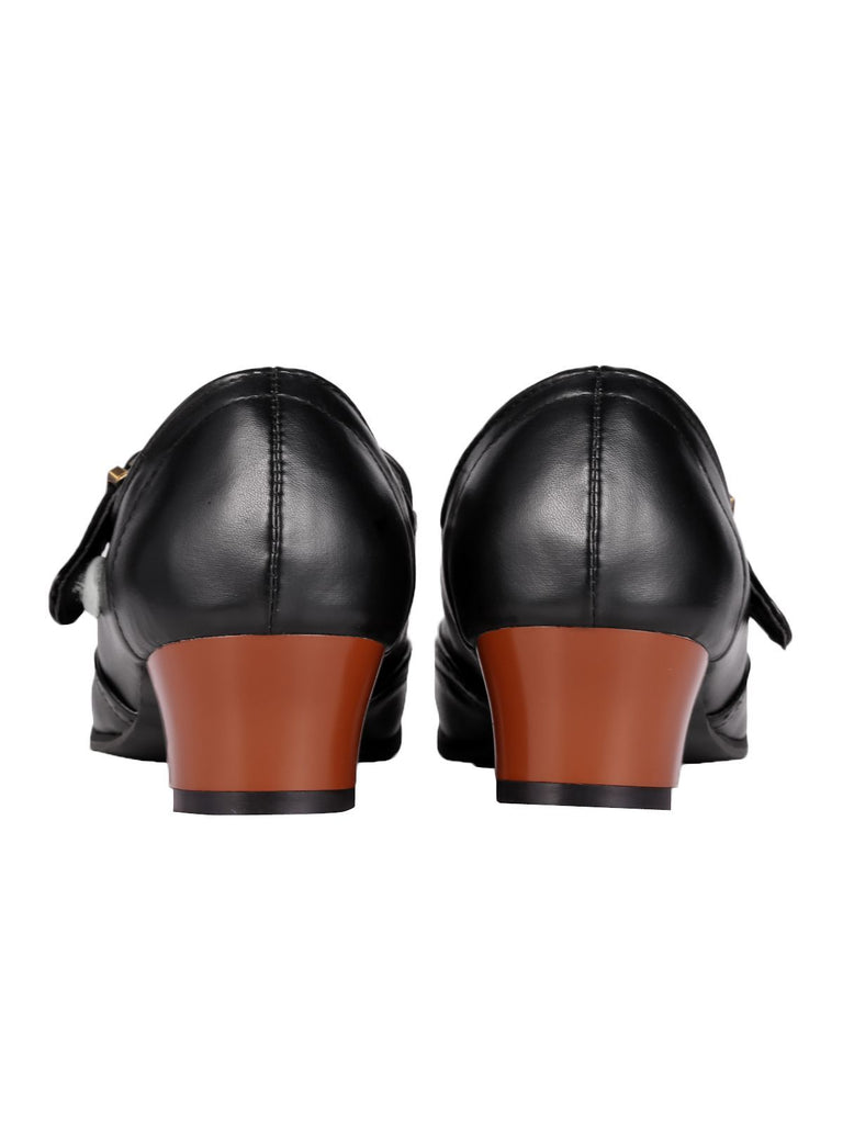 Chaussures T-Strap à Talons Chunky