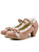 Chaussures Vintage avec Dentelle et Nœud Papillon Bleu