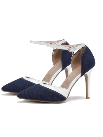 Chaussures à Talons Hauts Pointus en Tissu Rétro