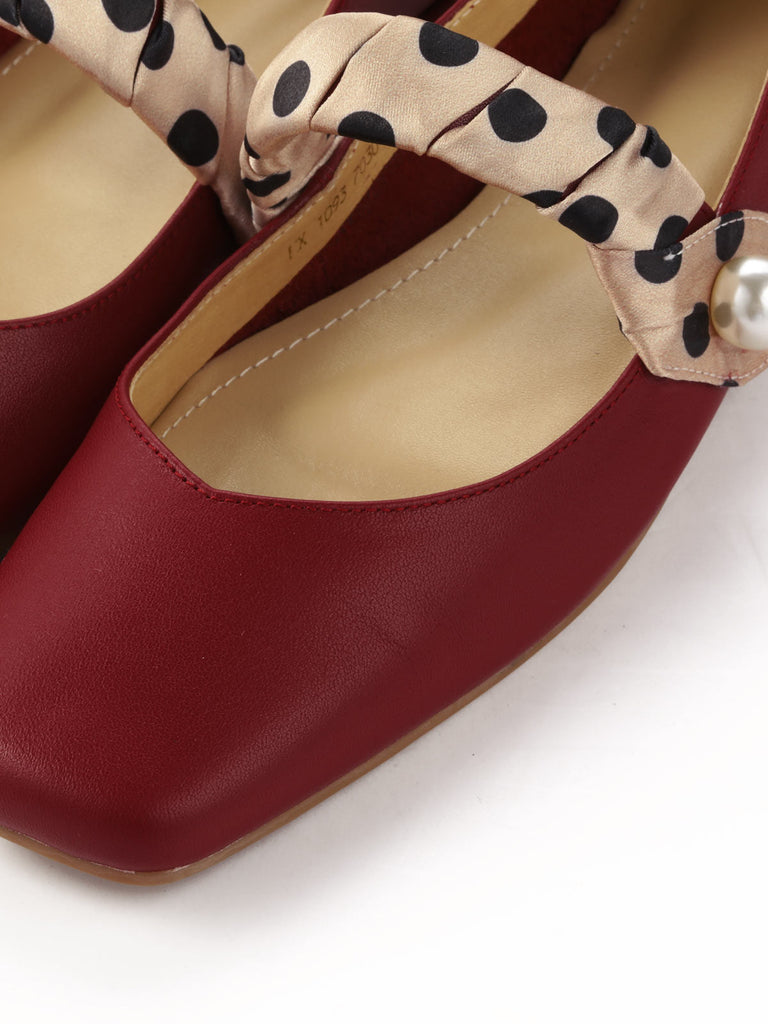 Chaussures rétro en cuir à brides à pois