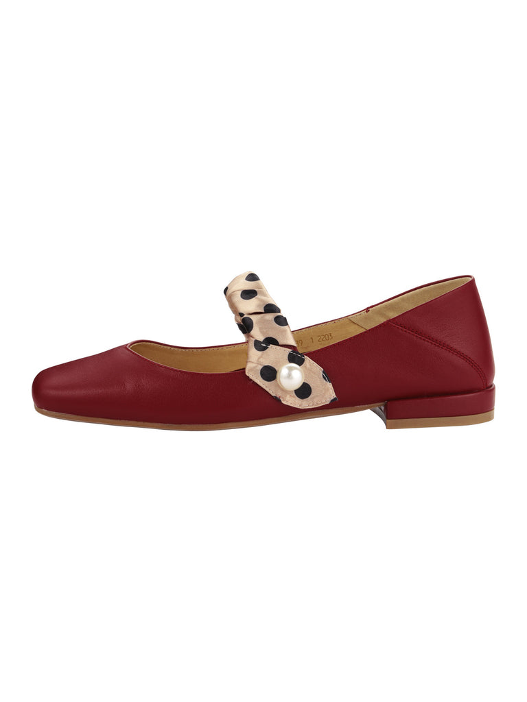Chaussures rétro en cuir à brides à pois