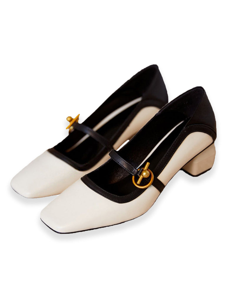 Chaussures rétro en cuir à bride cou-de-pied