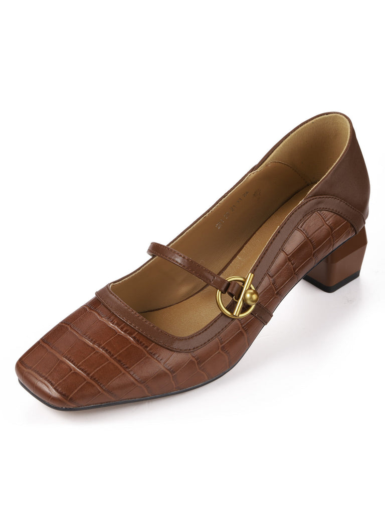 Chaussures rétro en cuir à bride cou-de-pied
