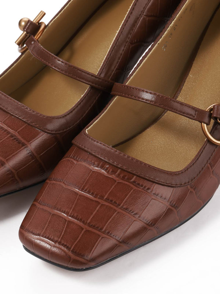 Chaussures rétro en cuir à bride cou-de-pied