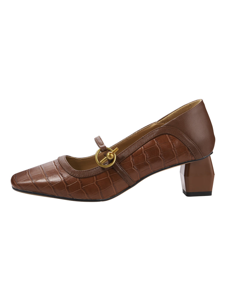 Chaussures rétro en cuir à bride cou-de-pied