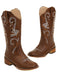 Bottes longues compensées en cuir brodé vintage