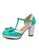 Chaussures Mary Jane à talons épais avec nœud bride en T