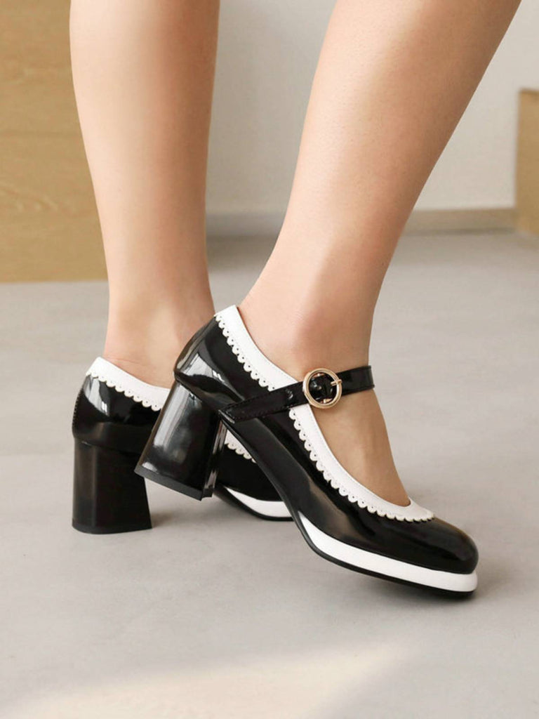 Mary Jane Patchwork Chaussures à talons hauts