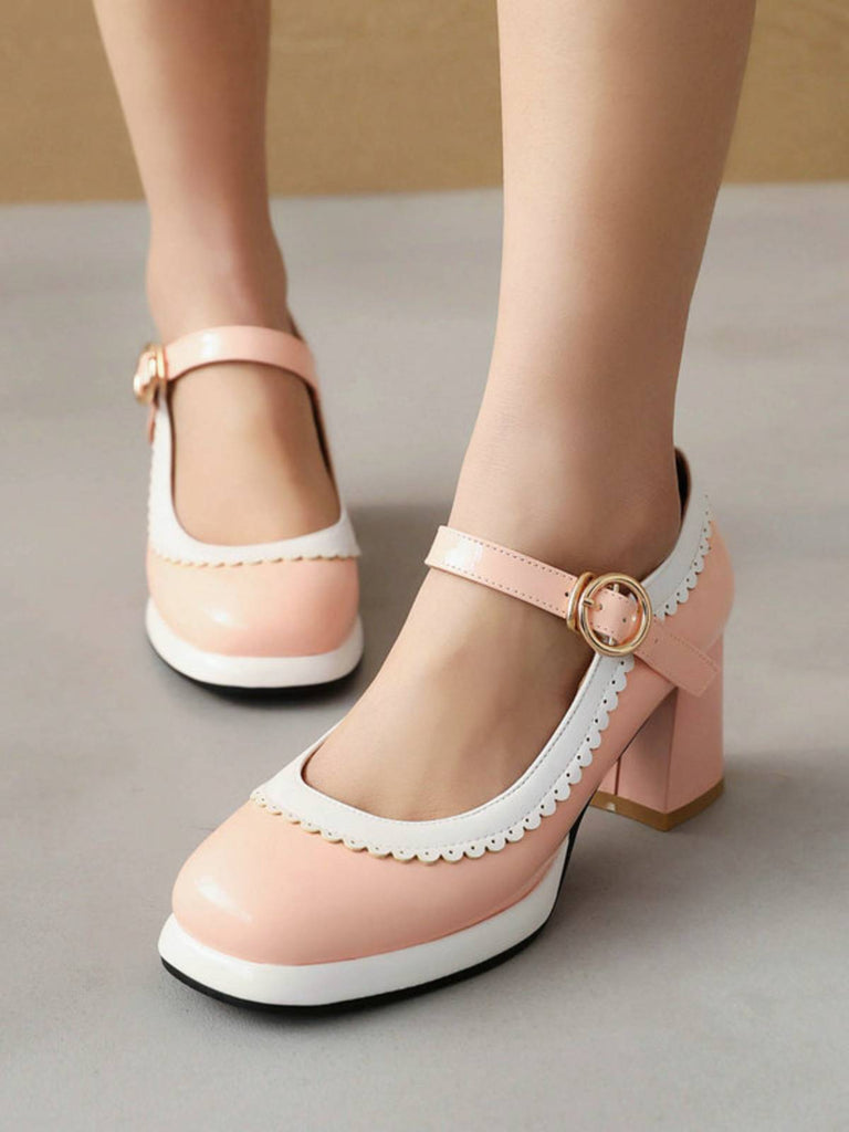 Mary Jane Patchwork Chaussures à talons hauts