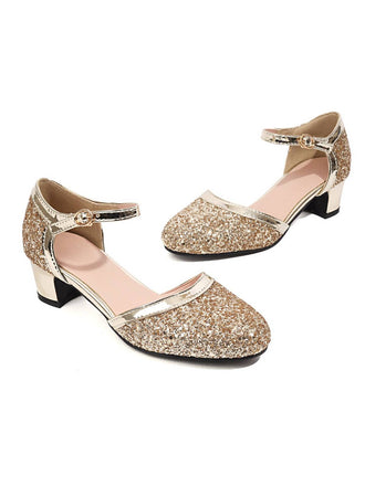 Chaussures Mary Jane à talons brillants à boucle