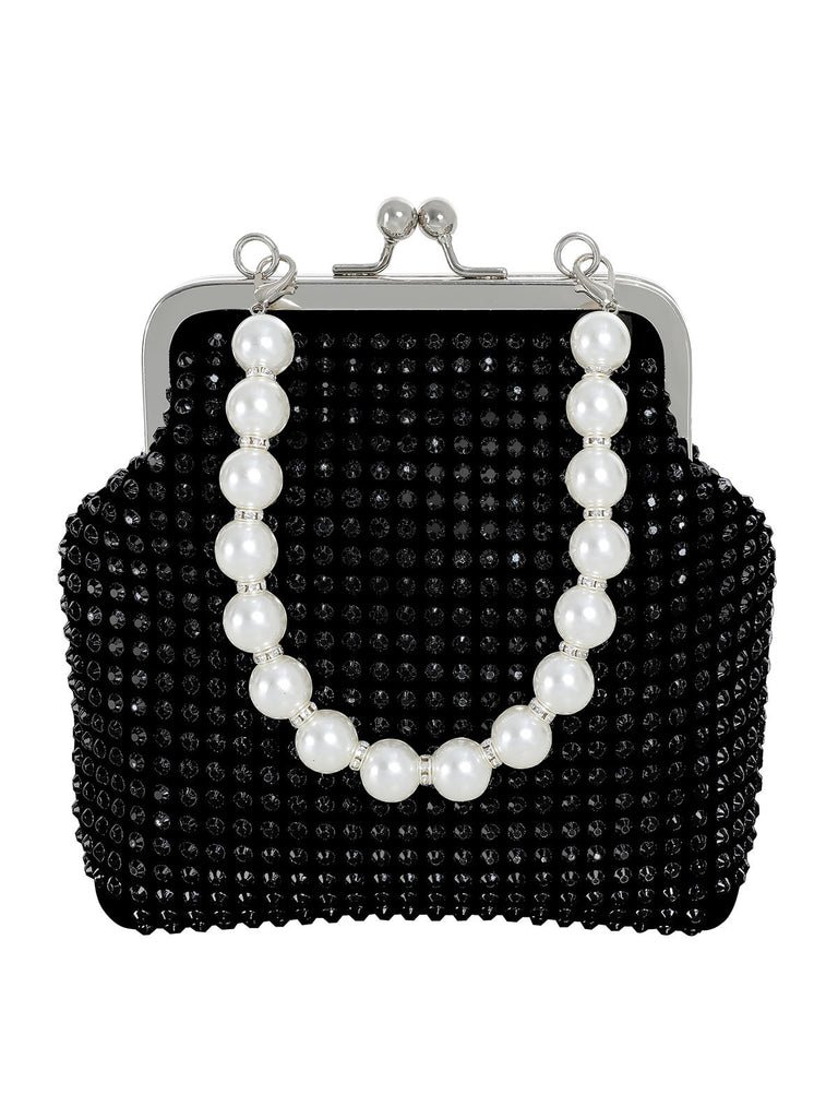 Sac rétro en plastique pour femmes avec perles scintillantes