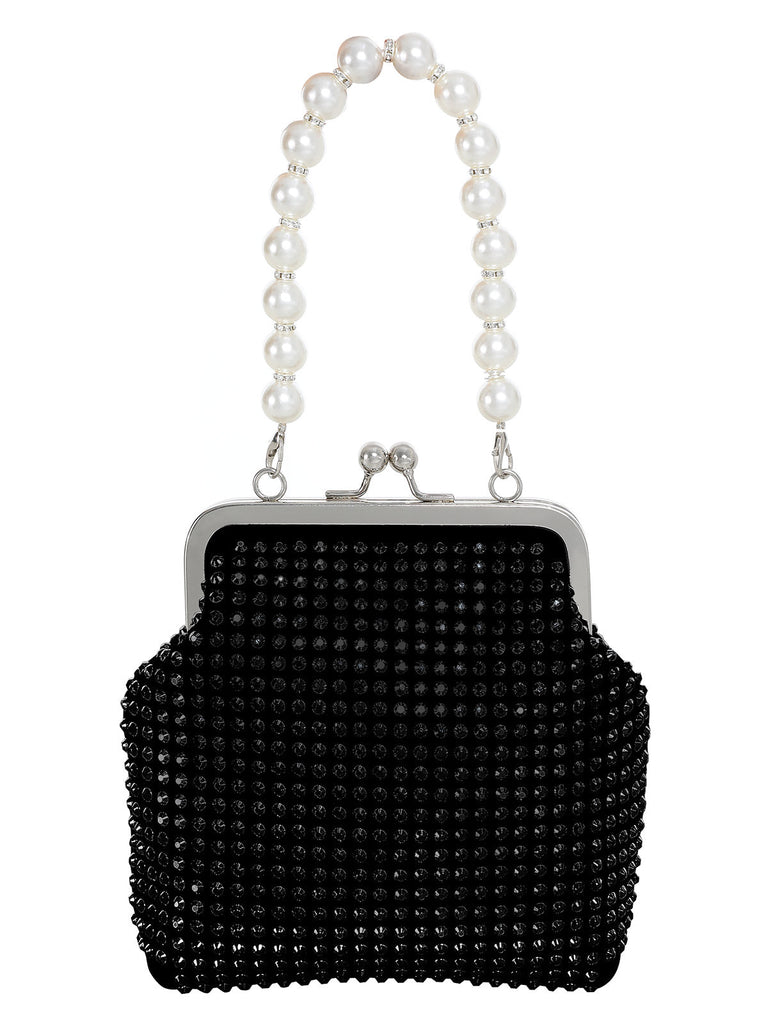 Sac rétro en plastique pour femmes avec perles scintillantes