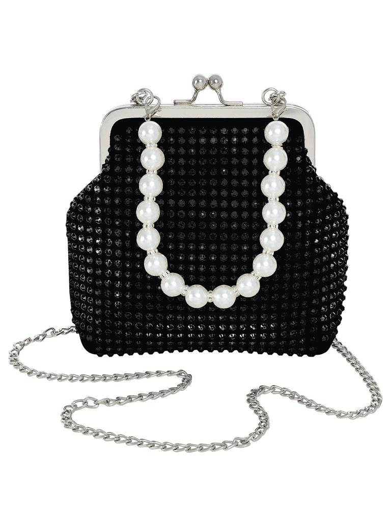Sac rétro en plastique pour femmes avec perles scintillantes