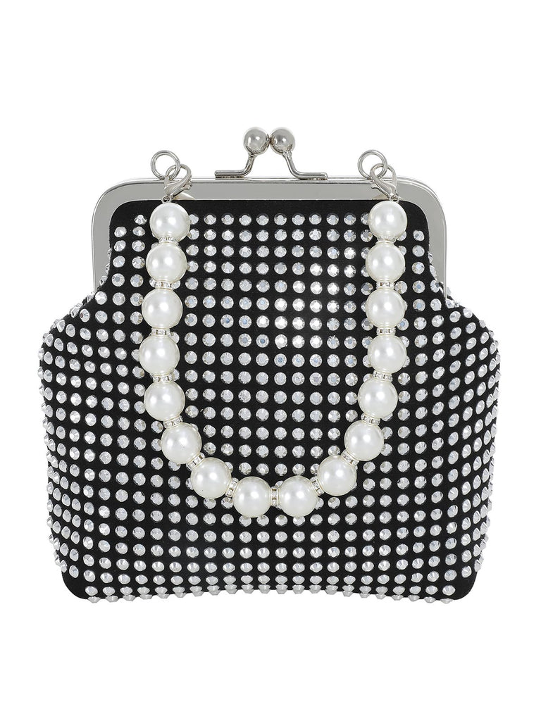 Sac rétro en plastique pour femmes avec perles scintillantes