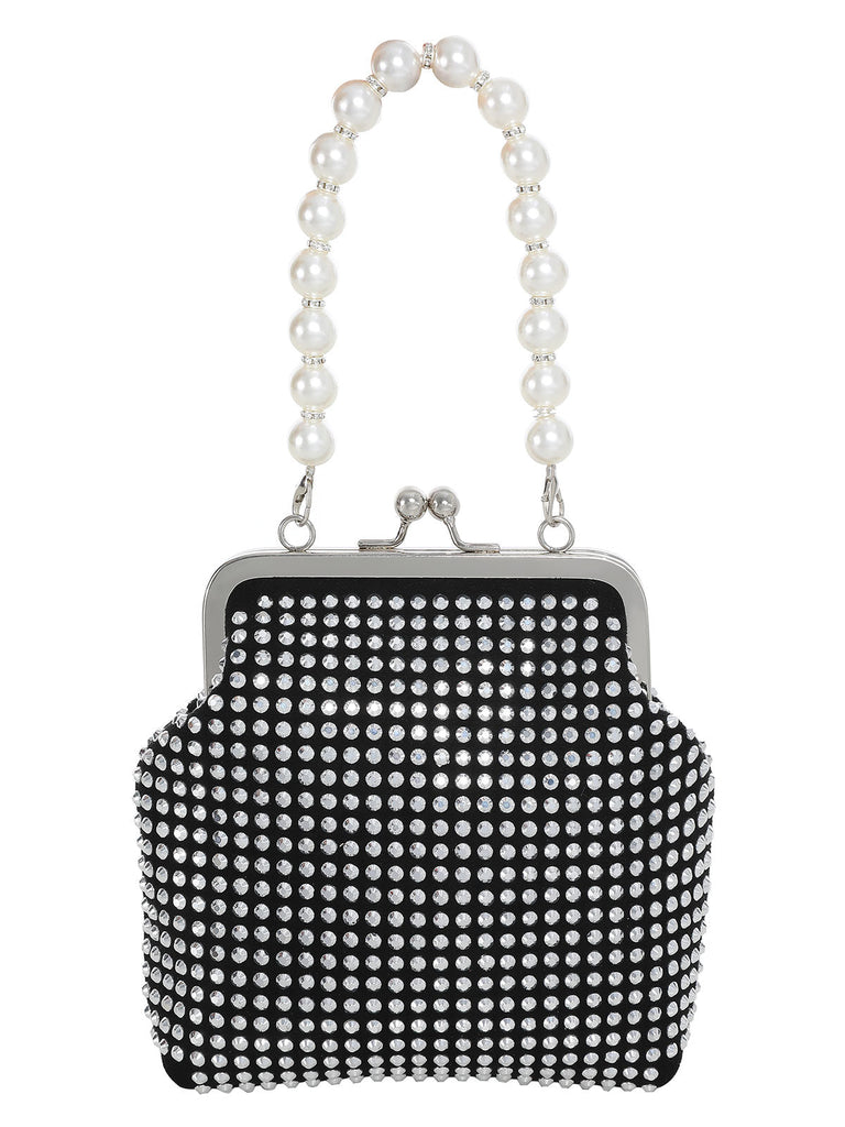 Sac rétro en plastique pour femmes avec perles scintillantes